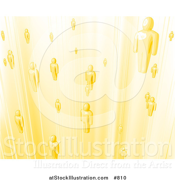 Vector Illustration of Yellow Business People or Souls Heading to Heaven