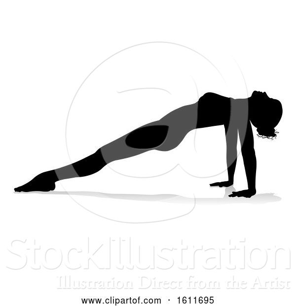 Vector Illustration of Yoga Pilates Pose Lady Silhouette