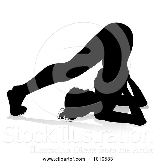 Vector Illustration of Yoga Pilates Pose Lady Silhouette