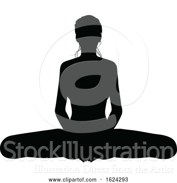 Vector Illustration of Yoga Pilates Pose Lady Silhouette