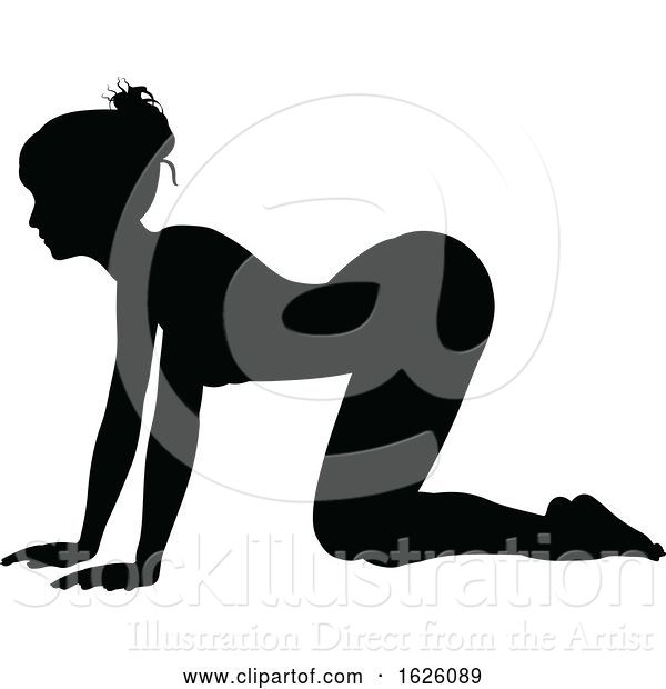 Vector Illustration of Yoga Pilates Pose Lady Silhouette