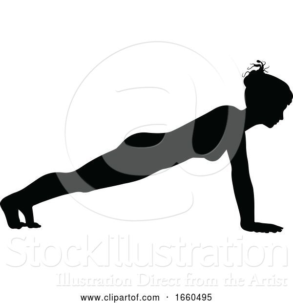 Vector Illustration of Yoga Pilates Pose Lady Silhouette