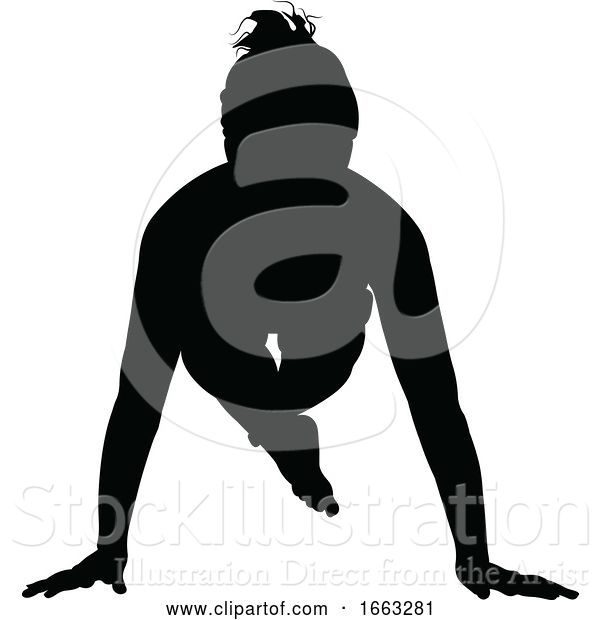 Vector Illustration of Yoga Pilates Pose Lady Silhouette