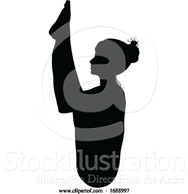 Vector Illustration of Yoga Pilates Pose Lady Silhouette