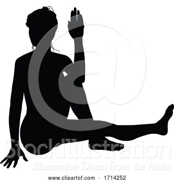 Vector Illustration of Yoga Pilates Pose Lady Silhouette