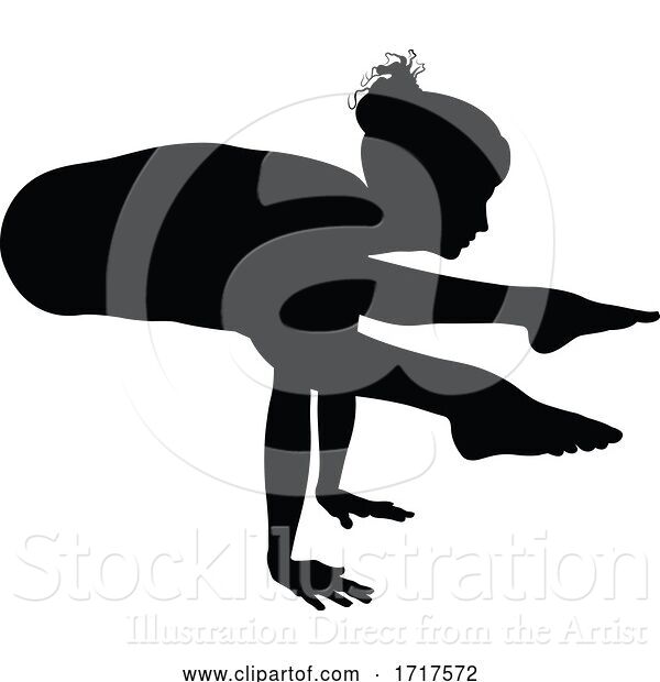 Vector Illustration of Yoga Pilates Pose Lady Silhouette