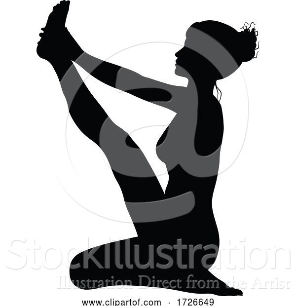 Vector Illustration of Yoga Pilates Pose Lady Silhouette