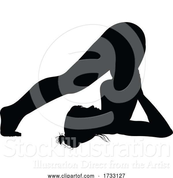Vector Illustration of Yoga Pilates Pose Lady Silhouette
