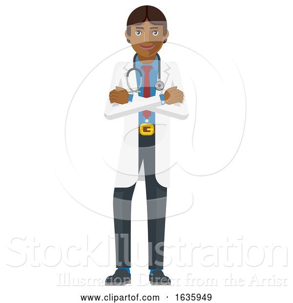Vector Illustration of Young Asian Medical Doctor Character