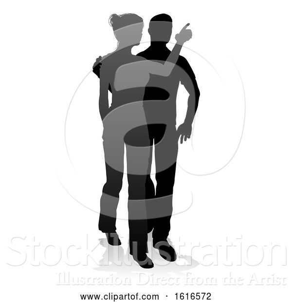 Vector Illustration of Young Couple People Silhouette