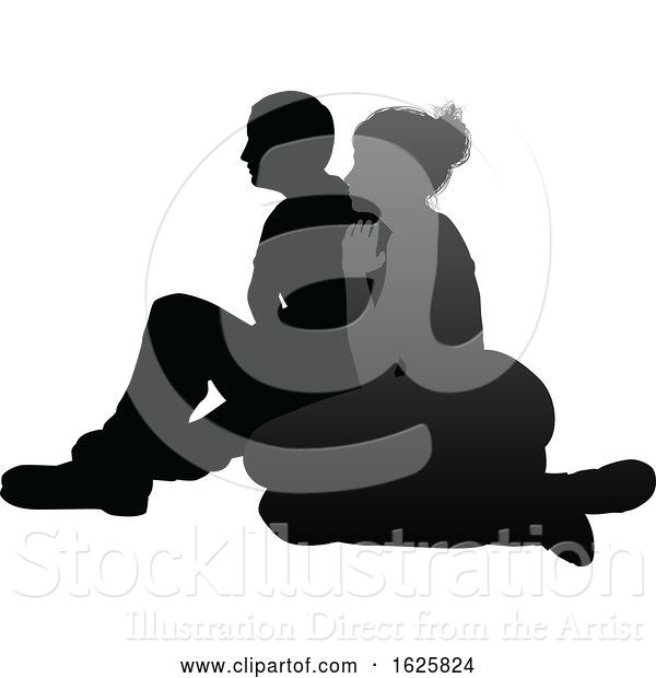 Vector Illustration of Young Couple People Silhouette