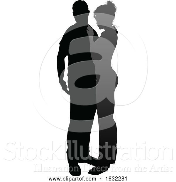 Vector Illustration of Young Couple People Silhouette