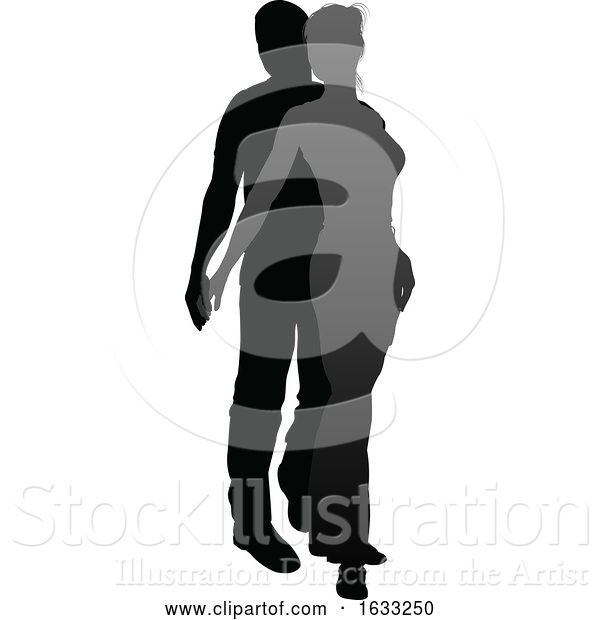 Vector Illustration of Young Couple People Silhouette
