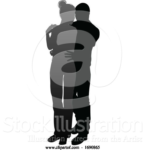 Vector Illustration of Young Couple People Silhouette