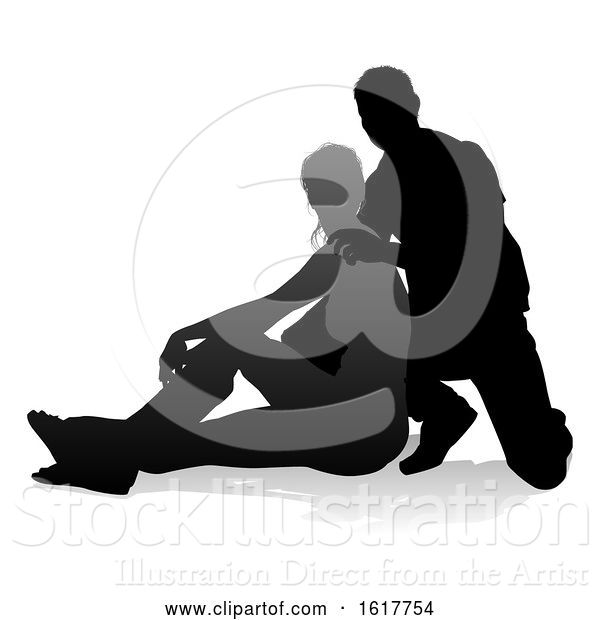 Vector Illustration of Young Couple People Silhouette, on a White Background