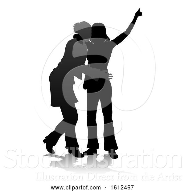 Vector Illustration of Young Friends Silhouette, on a White Background