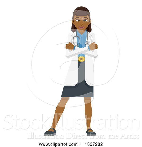 Vector Illustration of Young Lady Medical Doctor Mascot
