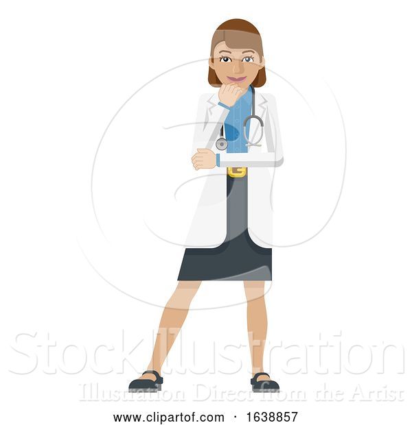 Vector Illustration of Young Lady Medical Doctor Mascot