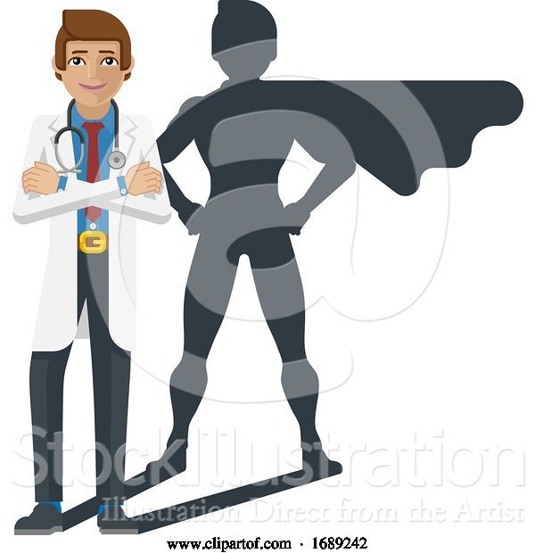 Vector Illustration of Young Medical Doctor Super Hero Mascot