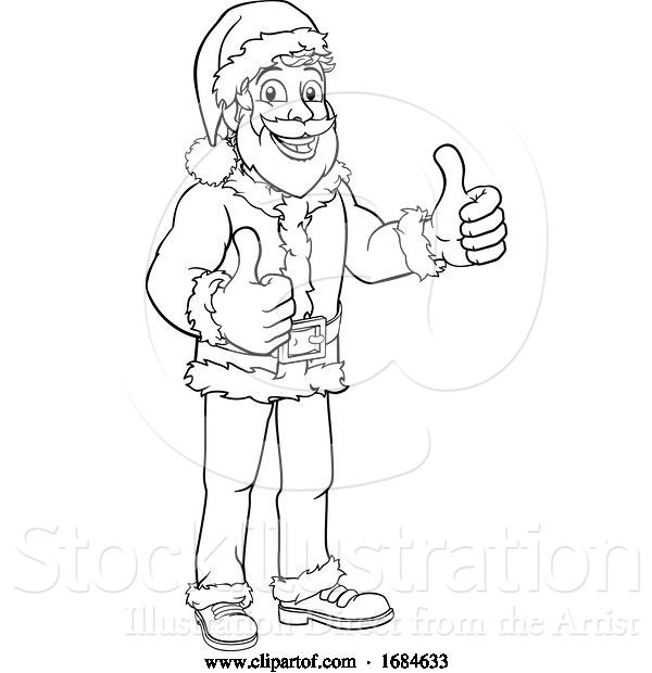 Vector Illustration of Young Santa Sign Thumbs up Christmas