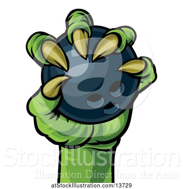 Vector Illustration of Zombie Hand Holding a Bowling Ball