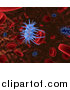 Illustration of a 3d Blue Virus Attacking Red Blood Cells by AtStockIllustration