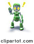 Illustration of a 3d Green Robot Character Holding a Hand up to Stop by AtStockIllustration