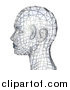 Illustration of a 3d Silver Wire Head in Profile by AtStockIllustration