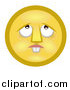 Illustration of a Confused Yellow Smiley Face with Buck Teeth, Lost in Thought, Looking Upwards by AtStockIllustration