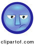 Illustration of a Depressed Blue Smiley Face Feeling Melancholy by AtStockIllustration