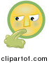 Illustration of a Grossed out Yellow and Green Smiley Face Puking Green Vomit by AtStockIllustration