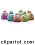 Vector Illustration of 3d Colorful Money Sacks with Currency Symbols by AtStockIllustration