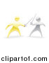 Vector Illustration of 3d Gold and Silver Men Fencing with Swords by AtStockIllustration