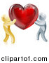 Vector Illustration of 3d Gold and Silver People Carrying a Red Heart by AtStockIllustration