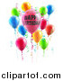 Vector Illustration of 3d Party Balloons and Confetti Ribbons with Happy Birthday Text by AtStockIllustration