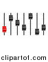 Vector Illustration of 3d Red and Black Slider or Fader Control Knobs by AtStockIllustration