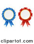 Vector Illustration of 3d Red and Blue Award Rosette Medal Ribbons by AtStockIllustration