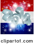 Vector Illustration of a 3d 2014 and Fireworks over a Netherlands Flag by AtStockIllustration