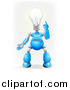 Vector Illustration of a 3d Blue and Chrome Light Bulb Headed Robot by AtStockIllustration