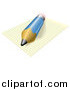 Vector Illustration of a 3d Blue Pencil Resting on Ruled Paper by AtStockIllustration