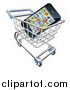 Vector Illustration of a 3d Cell Phone in a Shopping Cart by AtStockIllustration