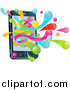 Vector Illustration of a 3d Cell Phone with Colorful Splashes by AtStockIllustration