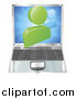 Vector Illustration of a 3d Chat Icon Emerging from a Laptop Computer by AtStockIllustration