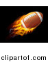 Vector Illustration of a 3d Flying and Blazing American Football with a Trail of Flames, on Black by AtStockIllustration