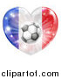 Vector Illustration of a 3d French Flag Heart and Soccer Ball by AtStockIllustration