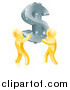 Vector Illustration of a 3d Gold Men Carrying a Silver Dollar Symbol by AtStockIllustration