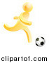 Vector Illustration of a 3d Gold Person Playing Soccer by AtStockIllustration