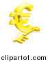 Vector Illustration of a 3d Golden Euro Symbol Padlock and Skeleton Key by AtStockIllustration