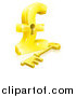 Vector Illustration of a 3d Golden Skeleton Key and Pound Sterling Key Hole by AtStockIllustration