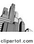 Vector Illustration of a 3d Grayscale City Skyscrapers with White Copyspace by AtStockIllustration